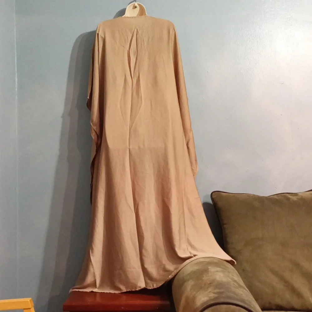 Champagne women's batwing maxi dress lace up front size 2x - Picture 16 of 17